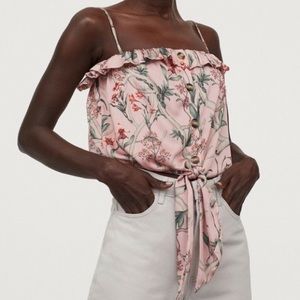 Johanna Ortiz X H&M Floral Pink Tie Front Crop top